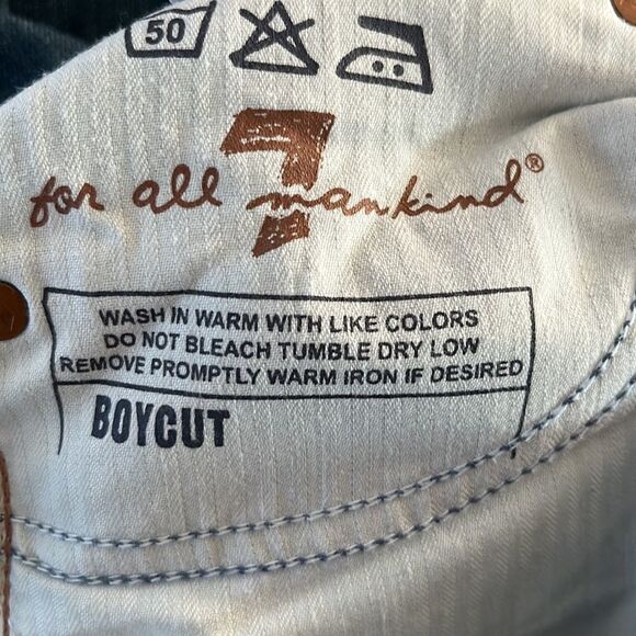 7 for all of Mankind Distressed and Frayed Boycut Button Fly Jeans- Size 27 - Picture 12 of 16